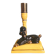 Zoomorphic lamp "poodle" in black, yellow, and gold glazed ceramic.