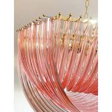 Glass Chandelier Arc in Pink Color With Gold Metal Frame