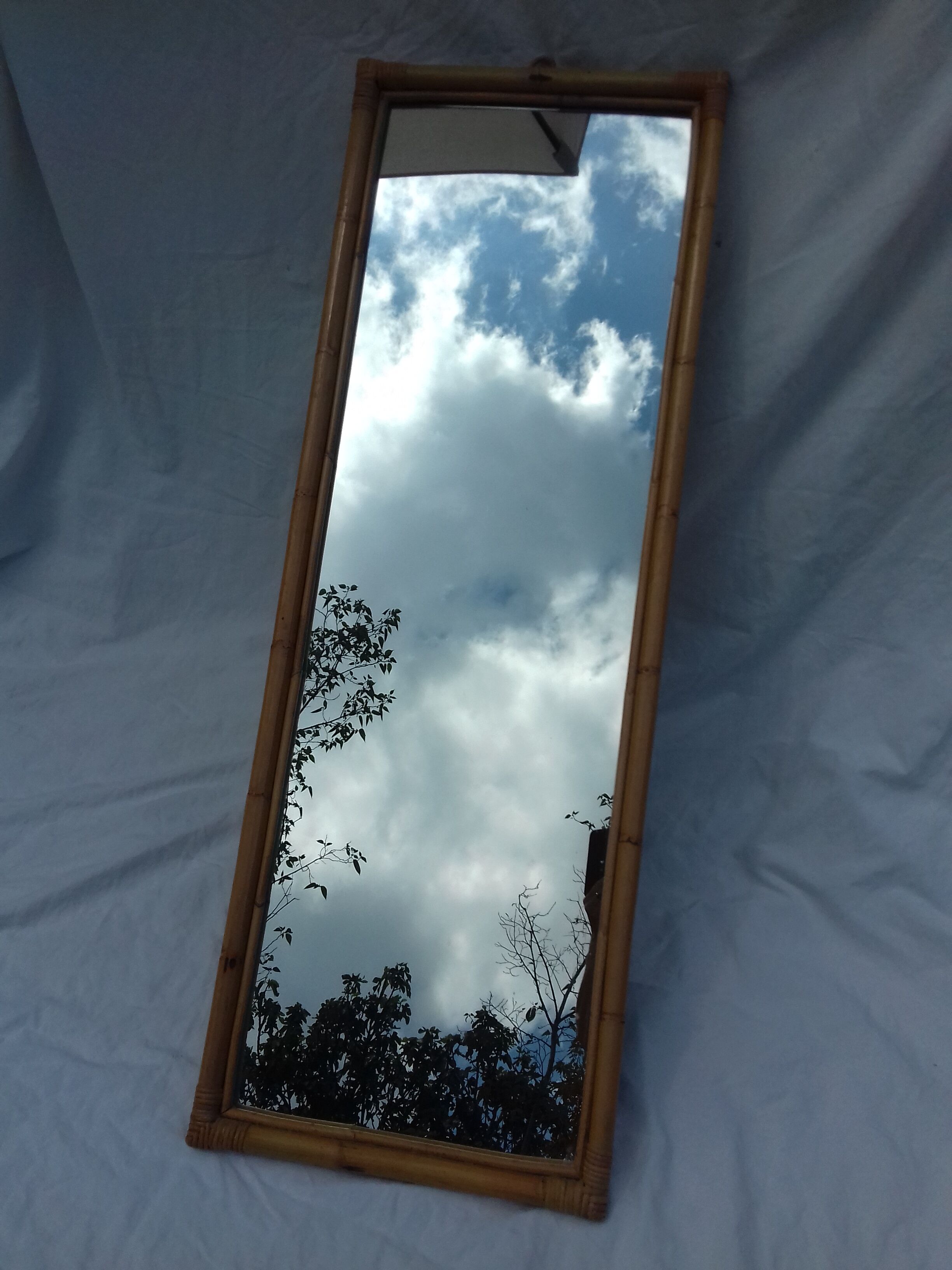 Mirror clear to ask or suspend rattan 46x132cm