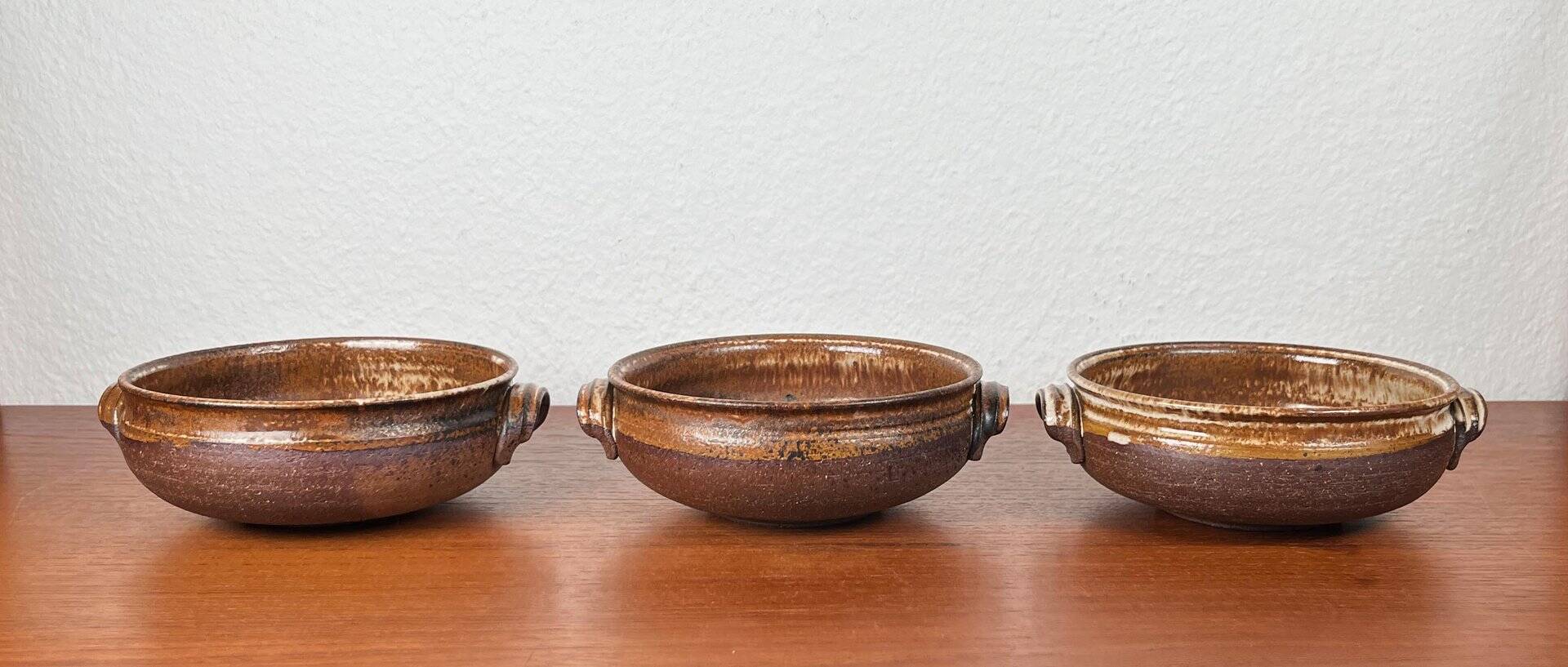 Vintage ceramic bowls from the Danish studio Aase & Leif Vange Keramik, set of 3.