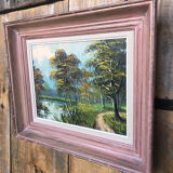 Oil Painting on Canvas MAU LOUIS Riverside + Wood Frame #A217