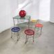 60s Kids Table with 4 Colourful Folding Chairs – Vintage Children Furniture Set