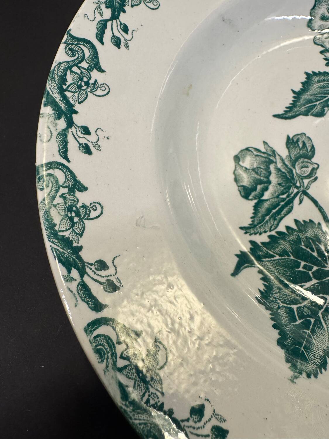 Set of 7 Terre de fer soup plates, green
