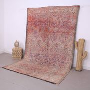 Pink Vintage Moroccan Rug 197 x 320 cm, Berber Wool Rug, Handmade Boho Rug