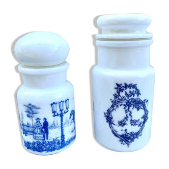 Opaline apothecary pots