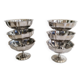 Ice cream or sorbet cups, vintage, in 18/10 stainless steel, 70s, made in France