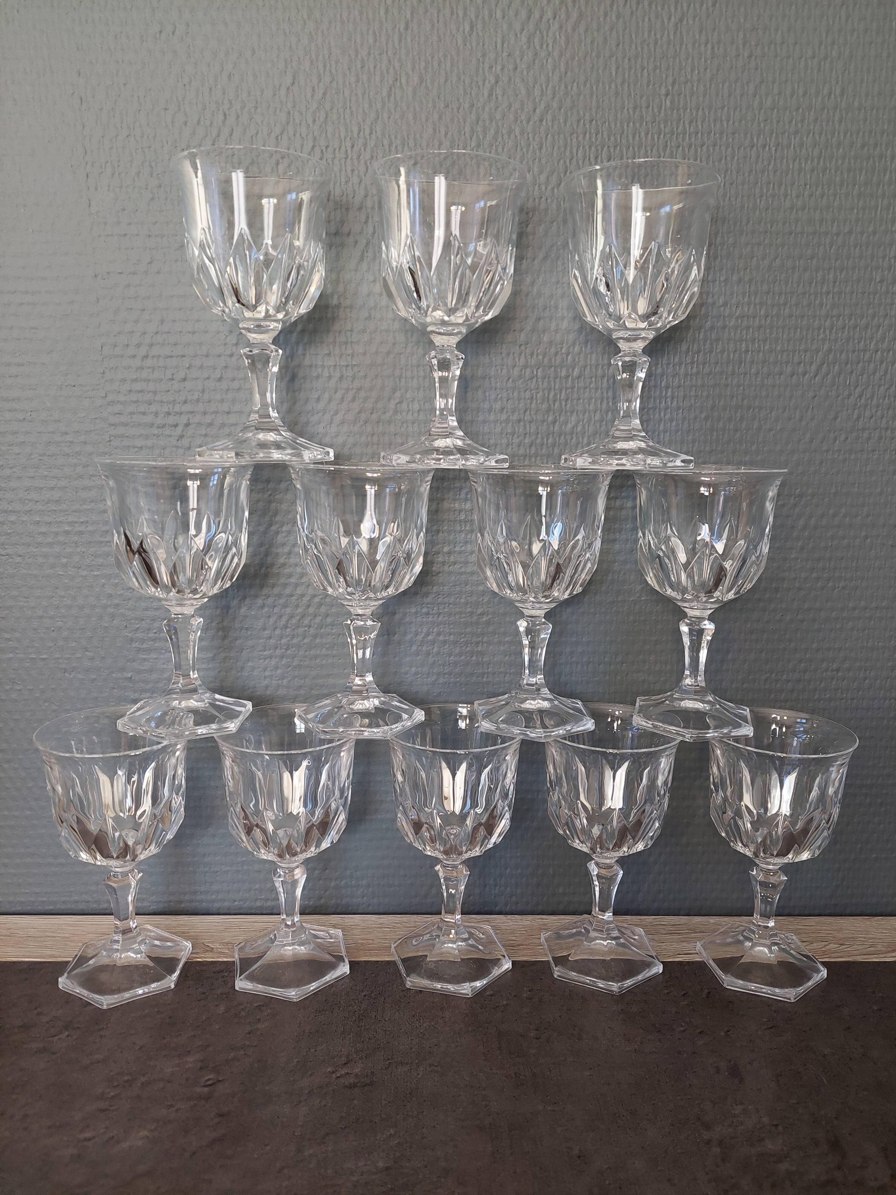 12 vintage wine glasses