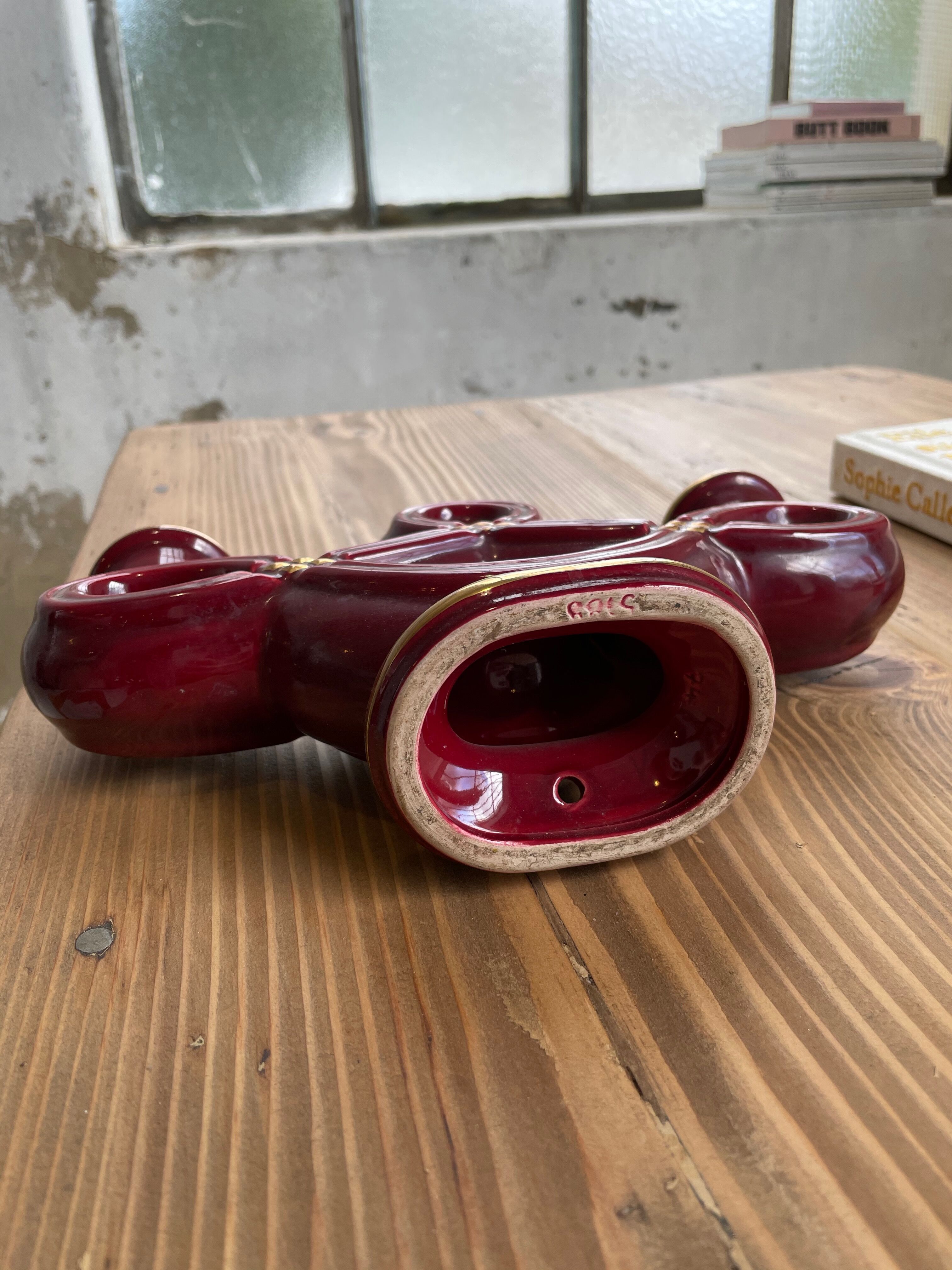 Vintage Vallauris red ceramic candlestick