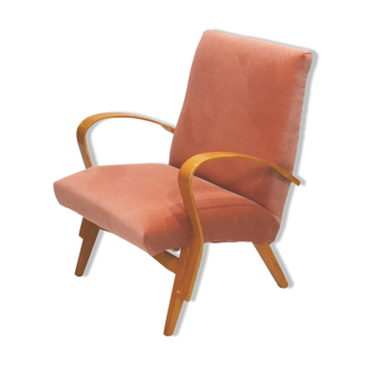 Peach velvet armchair