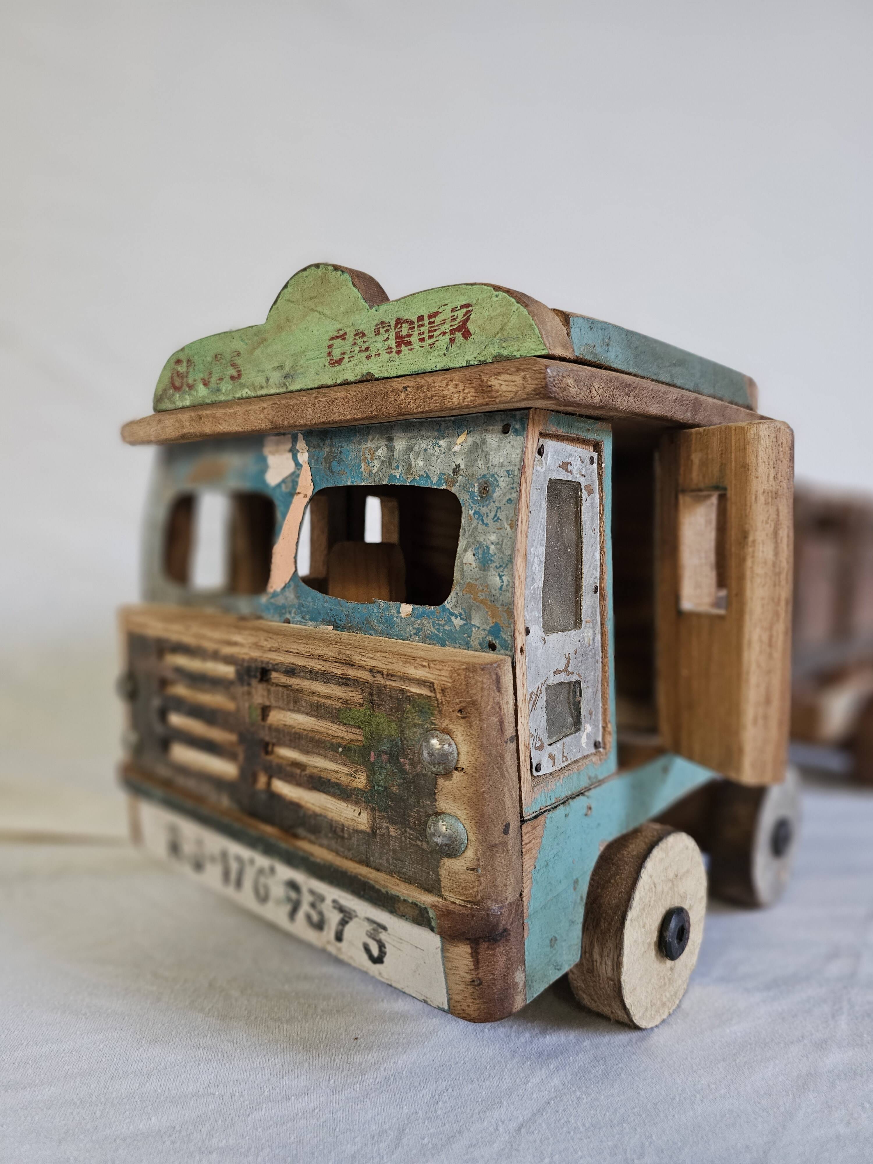 Indian tata truck handmade in polychrome wood