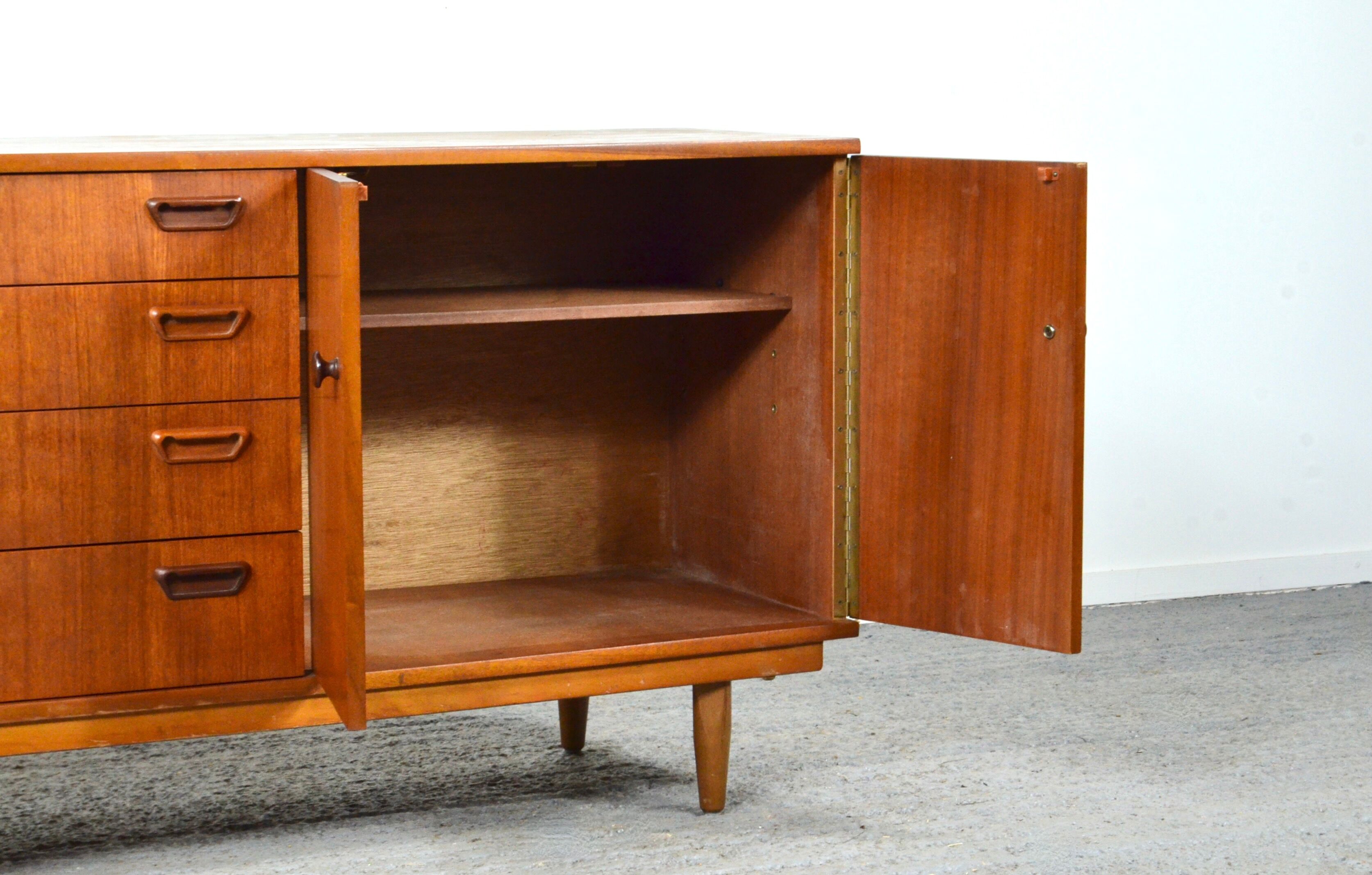 Midcentury tigerwood sideboard / long john. vintage modern / danish / retro / scandinavian style.