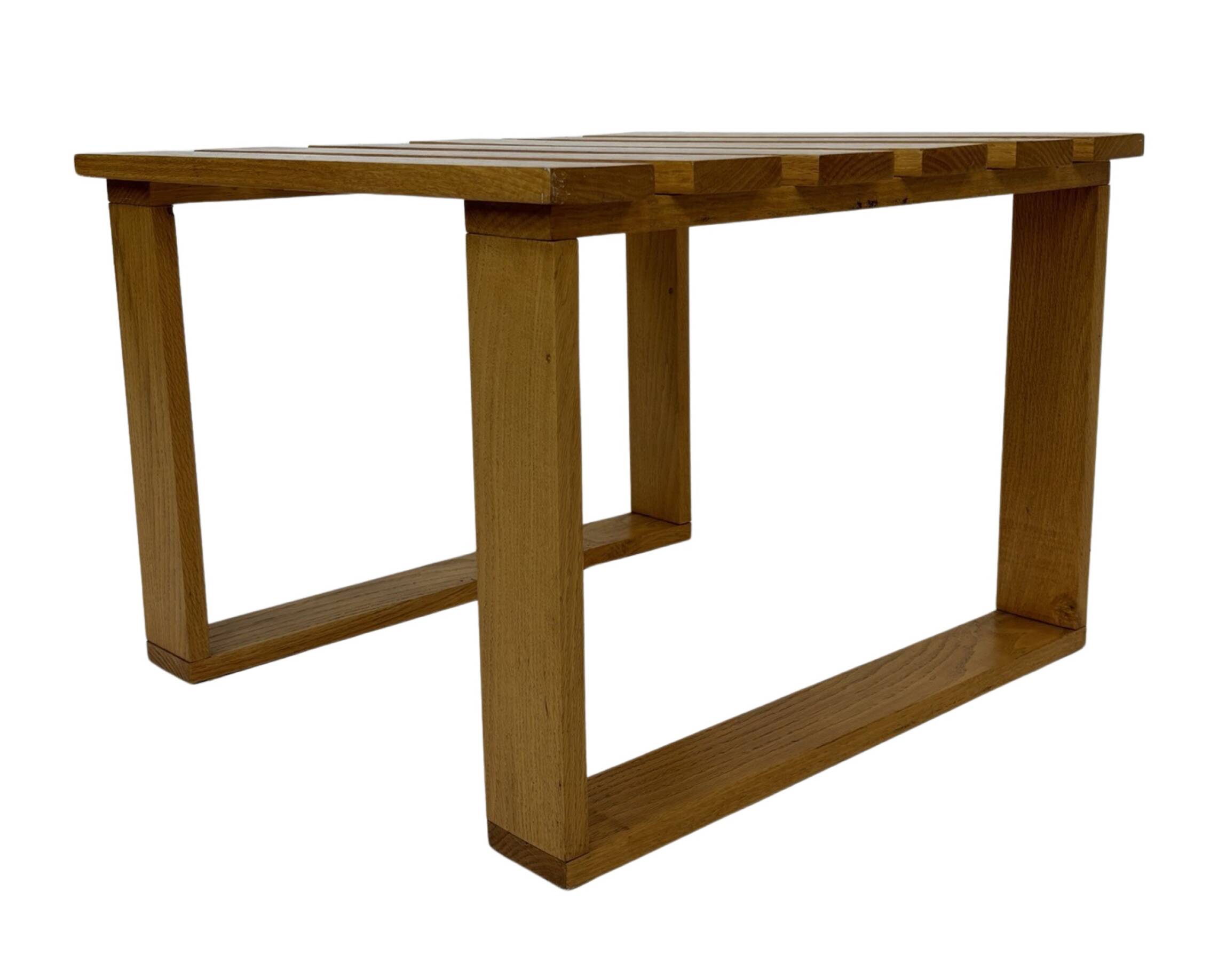 Vintage 1970s coffee table/side table, white oak slats slatted design