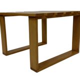 Vintage 1970s coffee table/side table, white oak slats slatted design