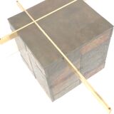 Italian design coffee table by Artedi with natural stone base and glass top