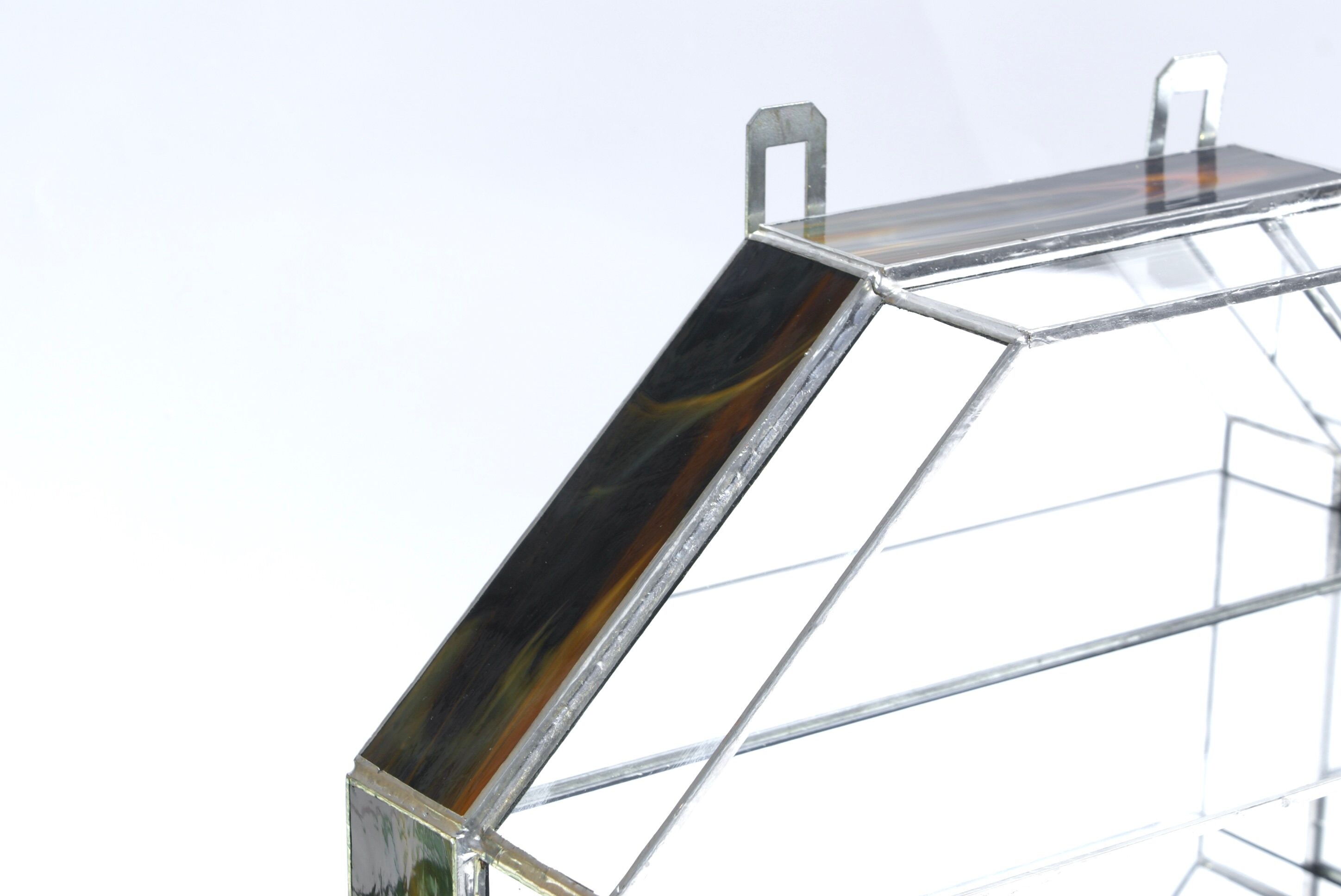 Handcrafted mirrored shelving cabinet