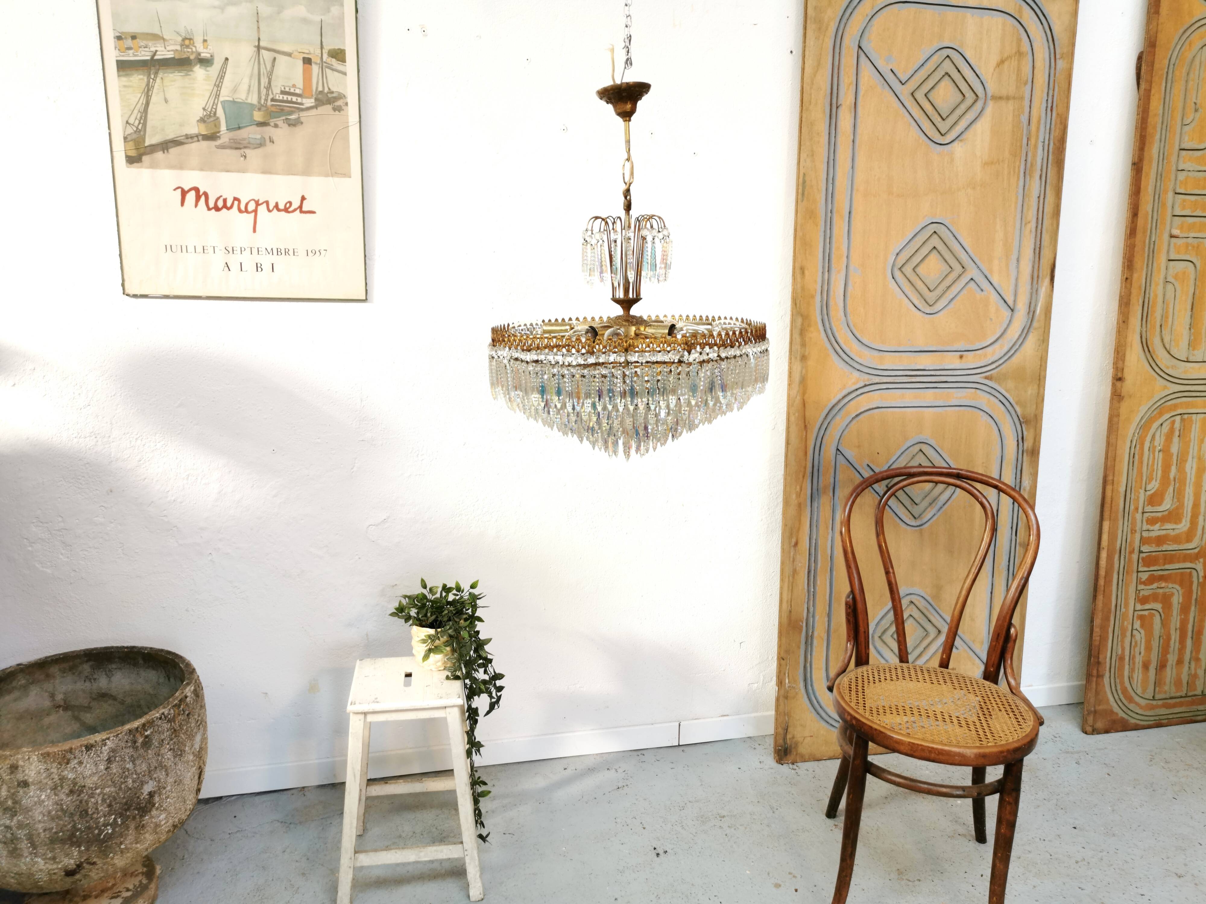 Vintage chandelier 8 lights and brass