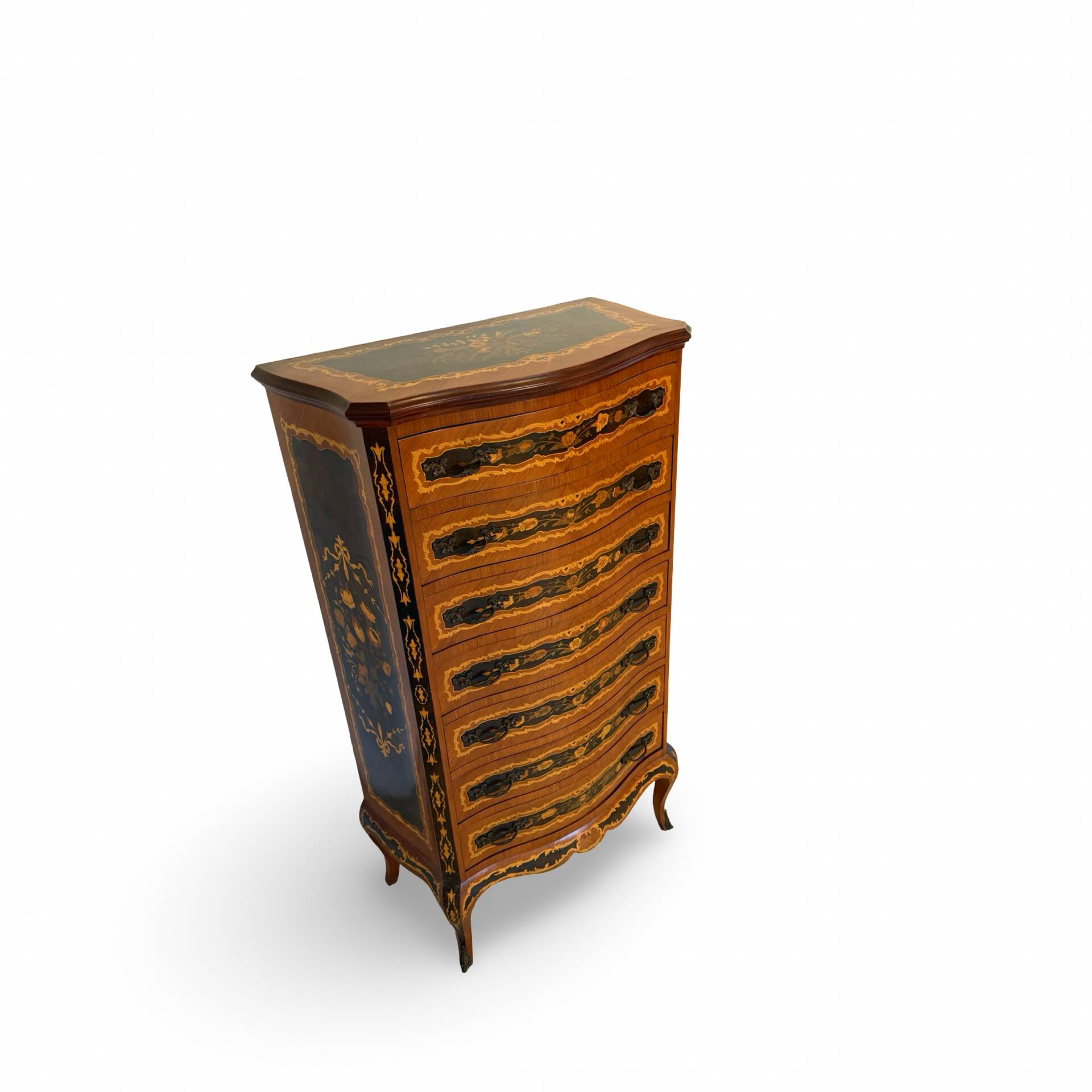 Wooden bedroom suite with inlays in mid-century Italian style, by Pacifici Prete, Rome.