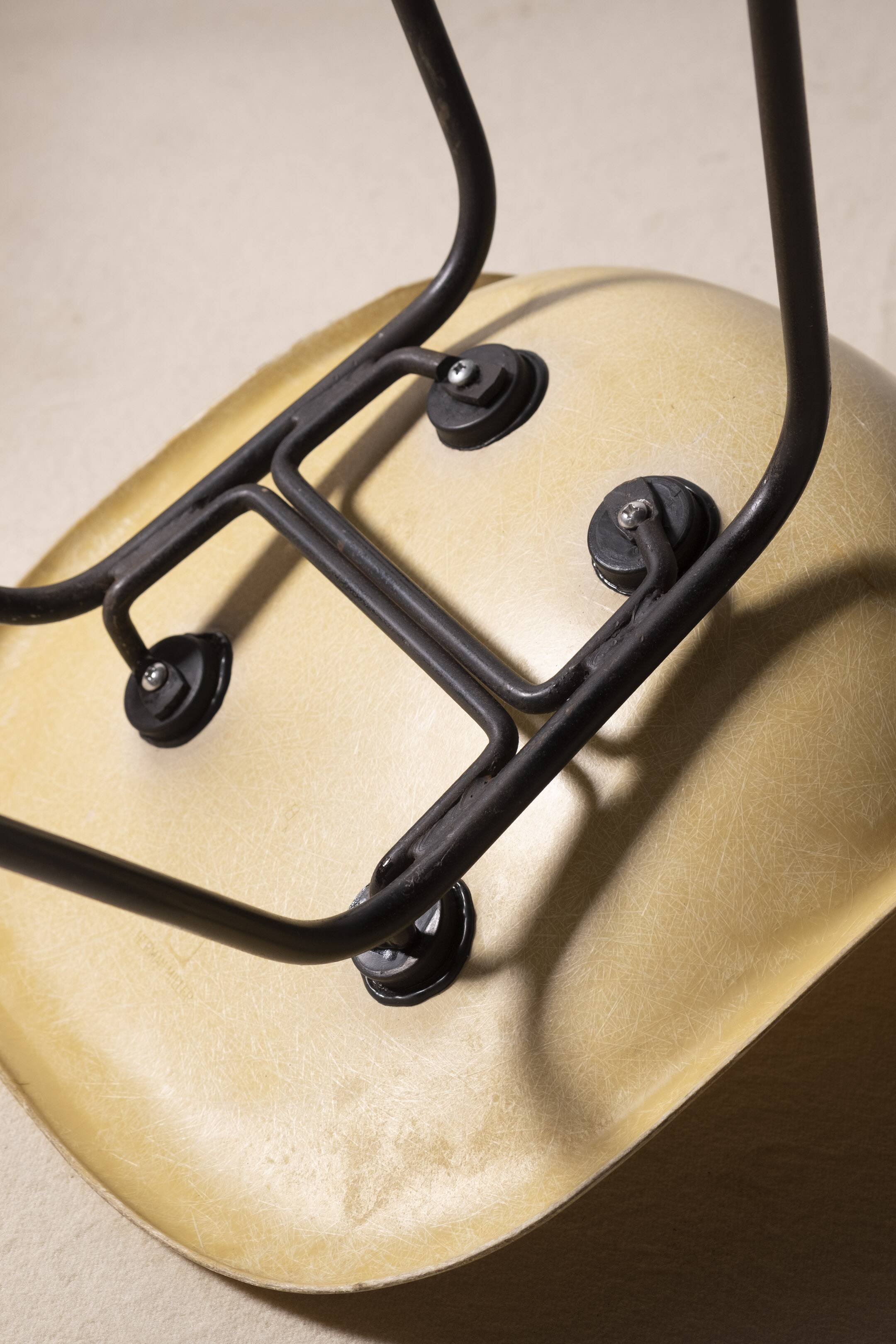 Eames Ocher Side Chair on H Base, Herman Miller 1960s