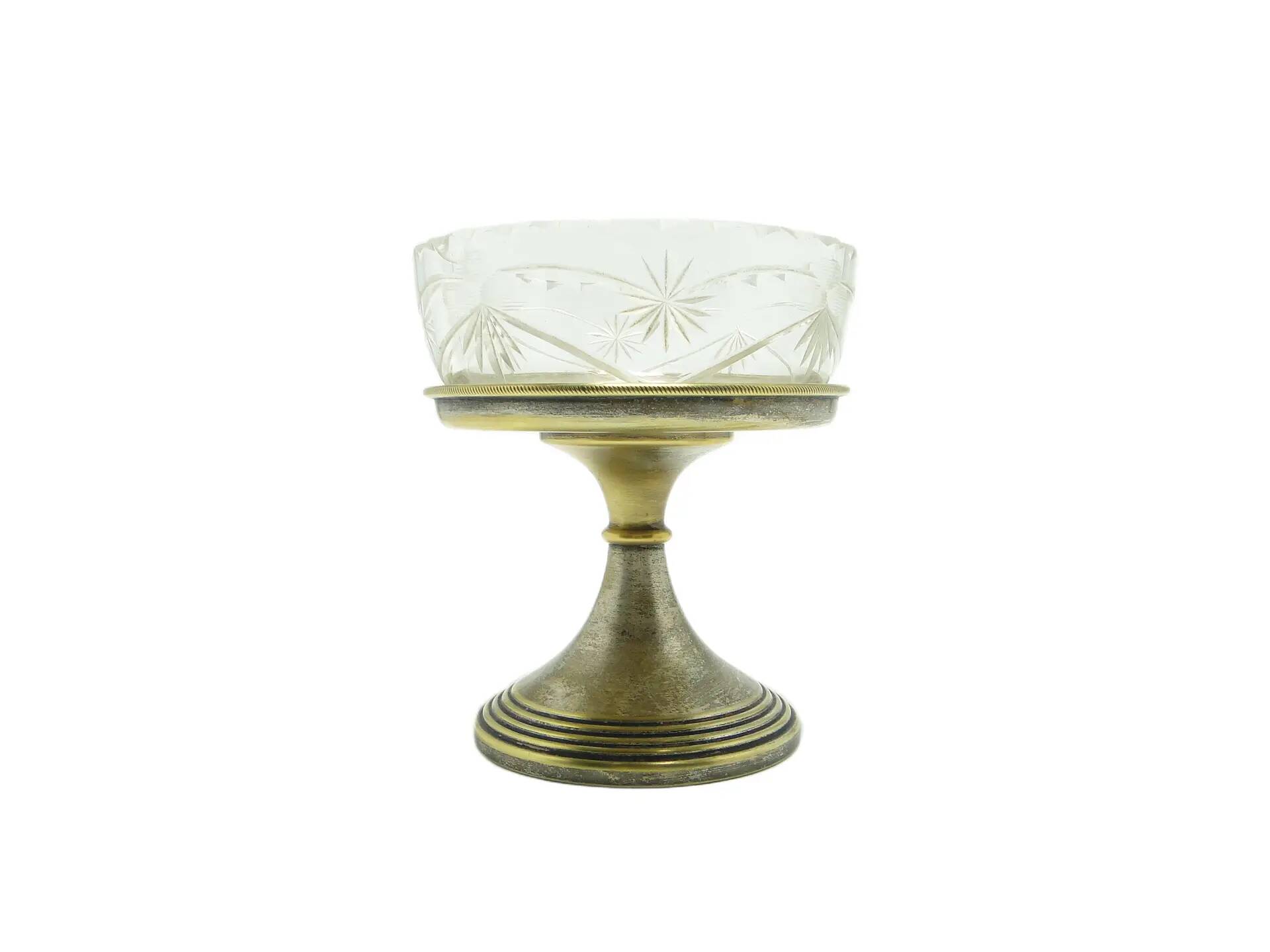 Sugar bowl, Art Deco, silver-plated brass, glass, Poland, 1930s.
