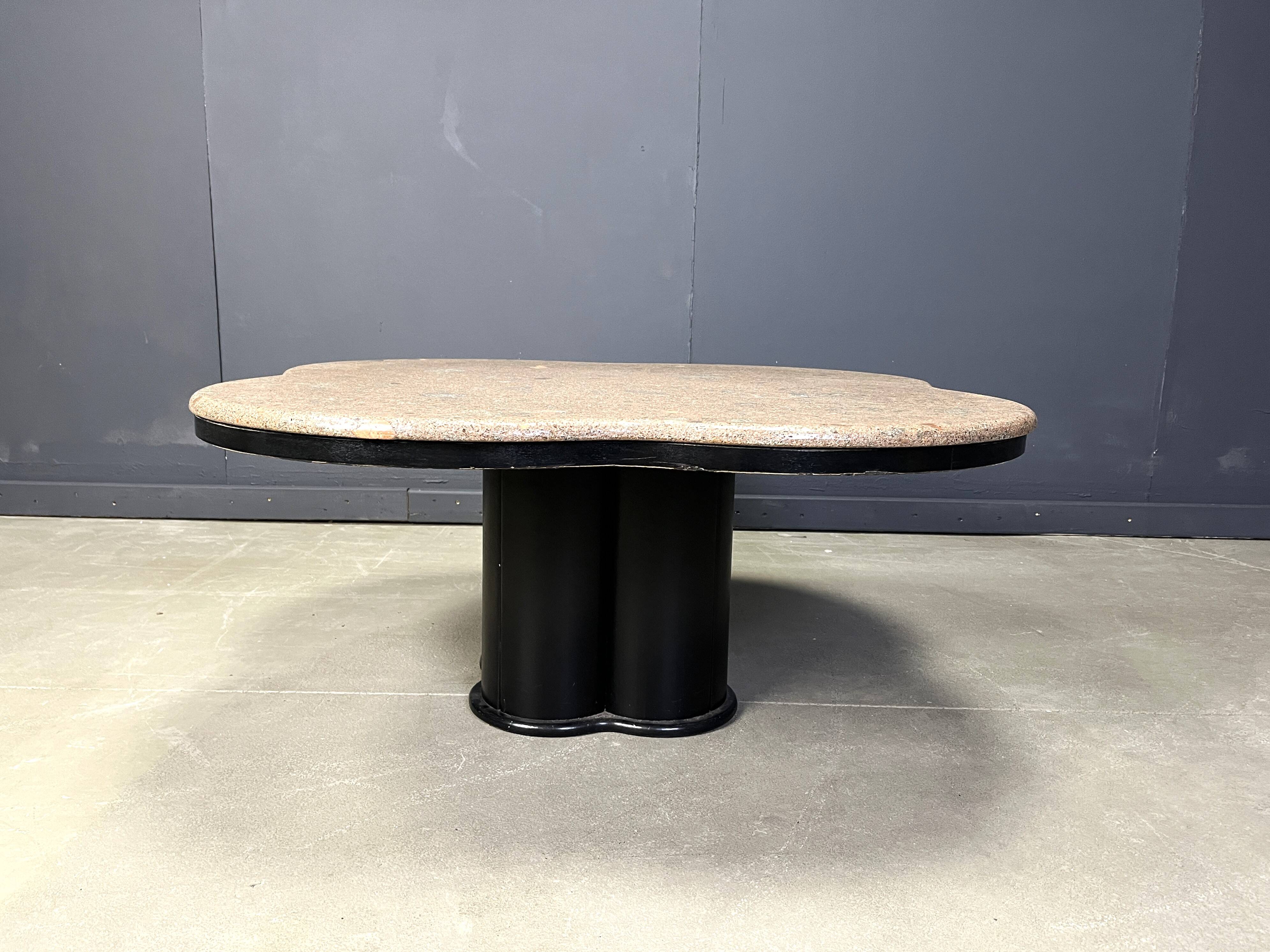 Vintage granite clover-shaped coffee table, 1970s