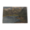 Oil on cardboard - Paysage de Montagne Duingt 1937 Lac d'Annecy