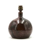 Dark brown stoneware ball lamp by Guy Baudat, 1970s