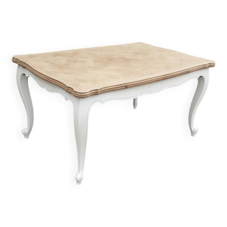 Louis xv style table 2 extensions raw wood white