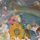 Huile sur toile ovale « Fleurs »