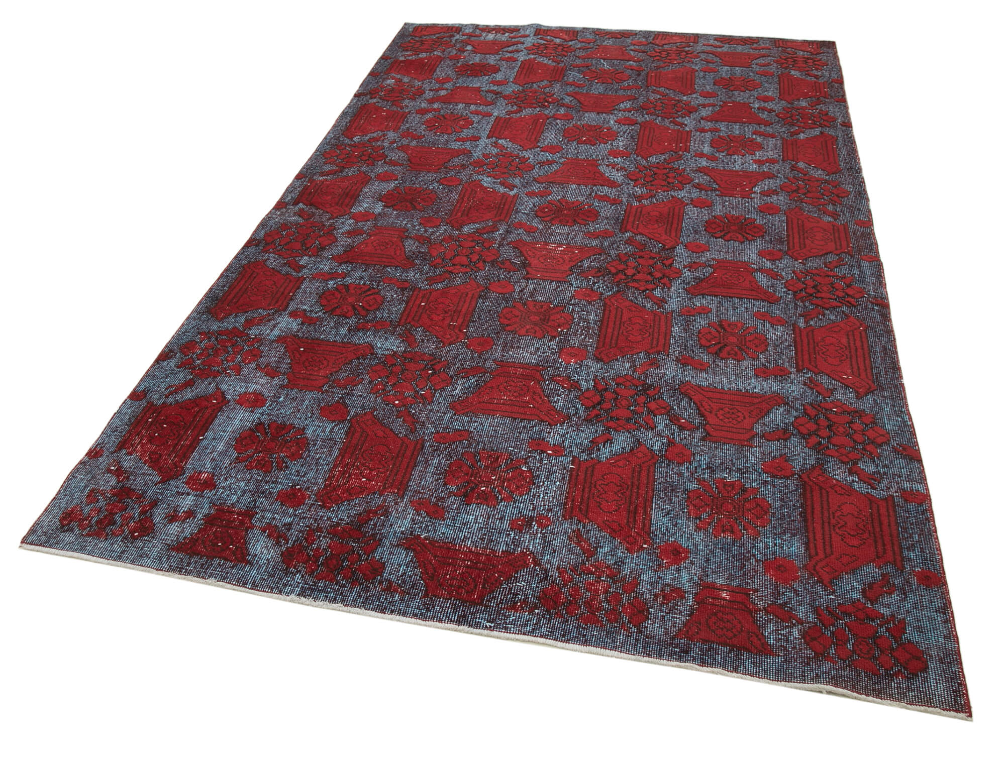 Hand-Knotted Antique Turkish 1980s 173 cm x 296 cm Red Carpet