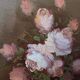 Painting on canvas pinks in a vase.