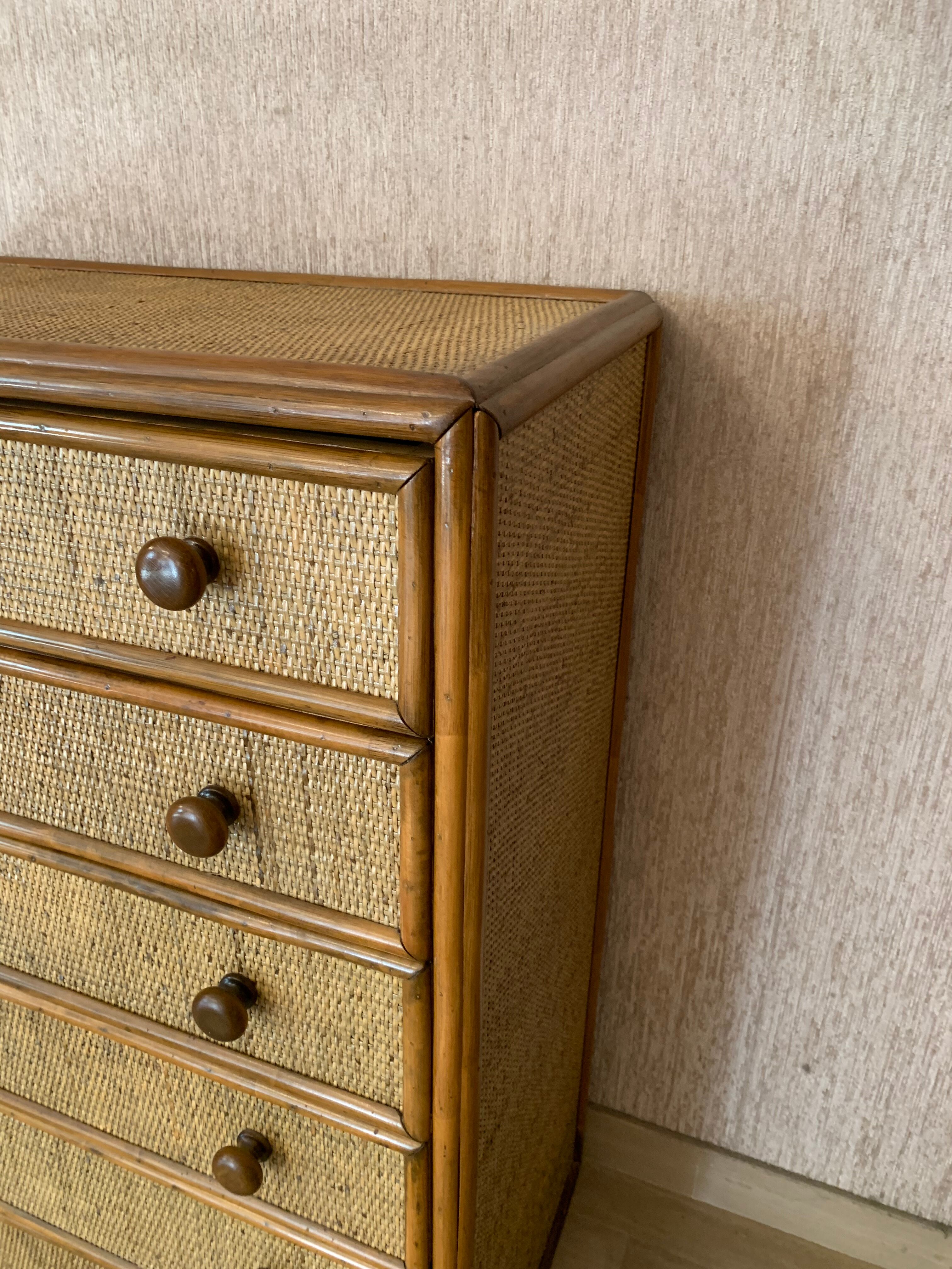 Maugrion, chest of drawers rattan  1960