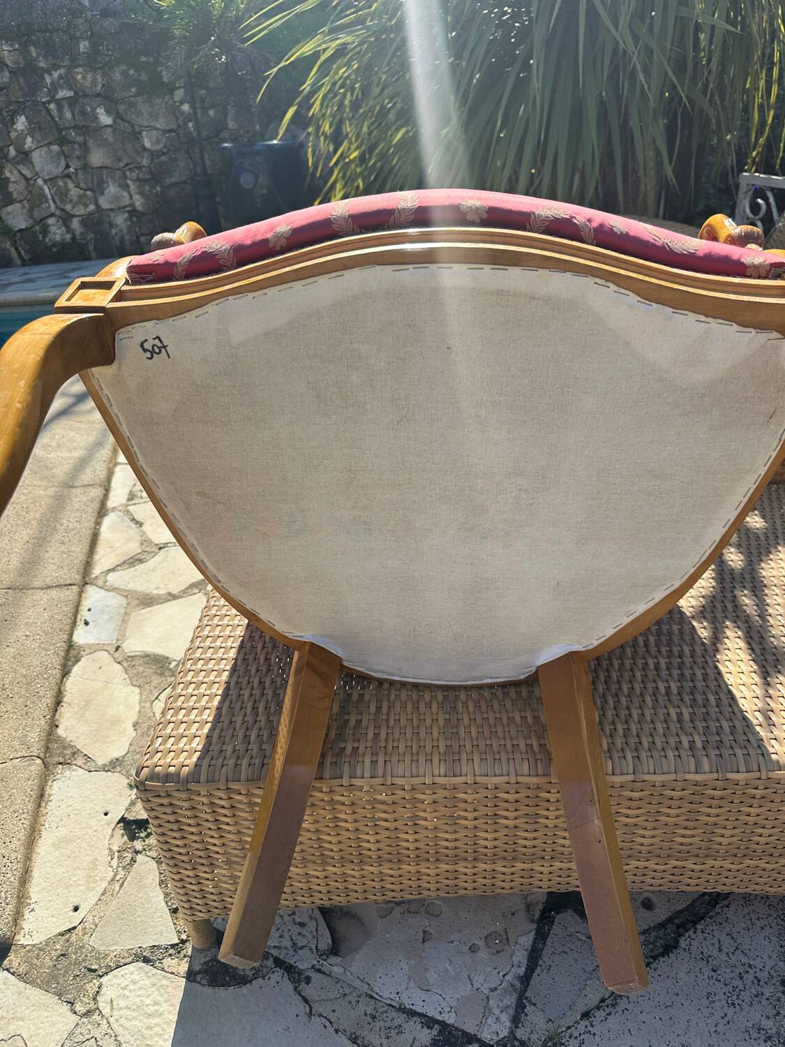 Pair of Empire style swan-neck bergère armchairs