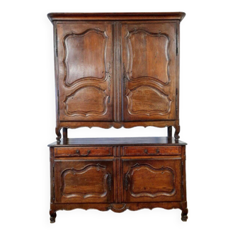 Buffet Deux Corps Louis XV Period In Oak And Walnut