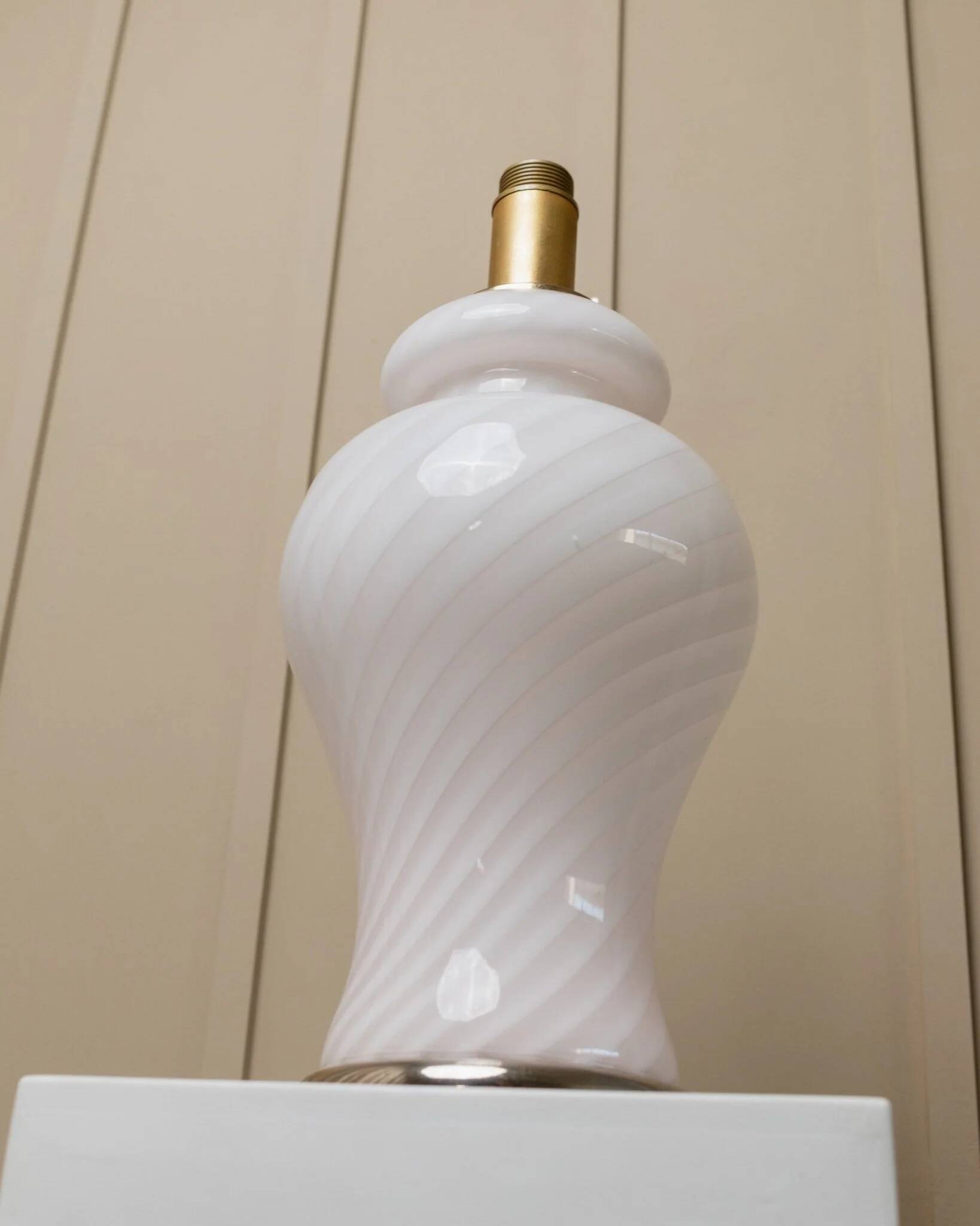 XXL Murano Glass Table Lamp, 1970s Italy, soft pink opaline – hand-blown glass with brass base