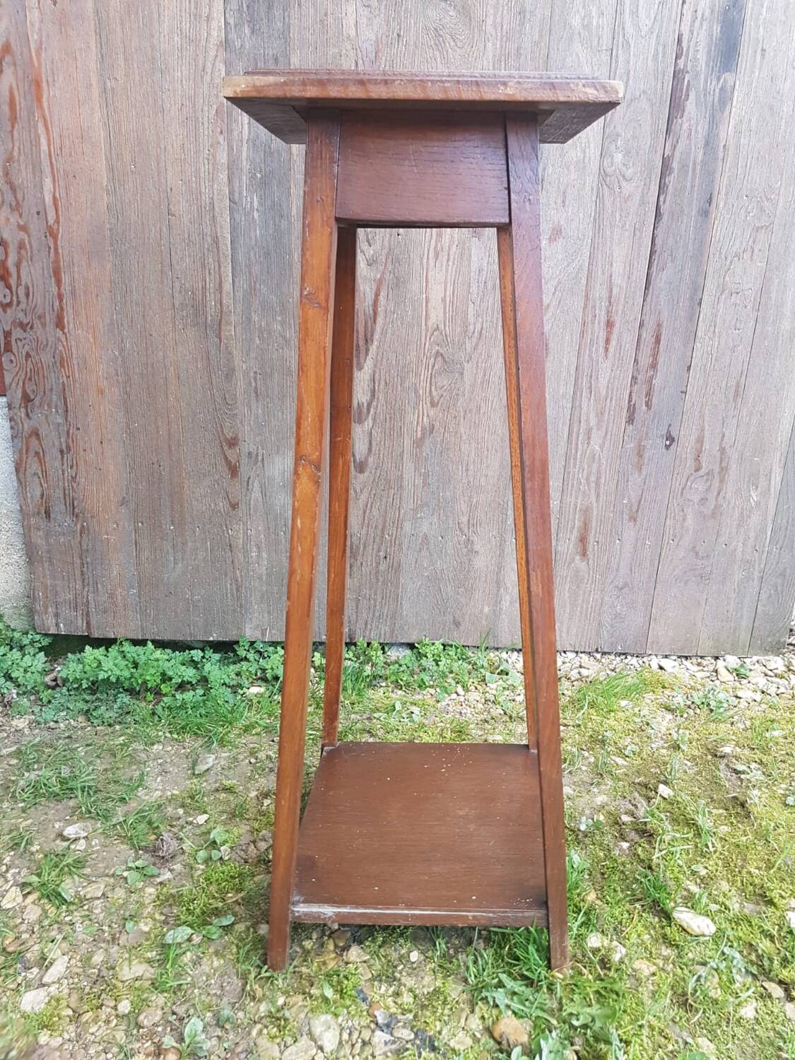 Sellette table appoint bois pieds compas vintage