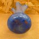 Antique Blown Glass Vase Blue Speckled White Corolla Neck Vintage