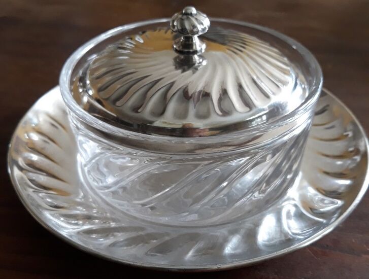 Confiturier Christofle métal argenté & cristal