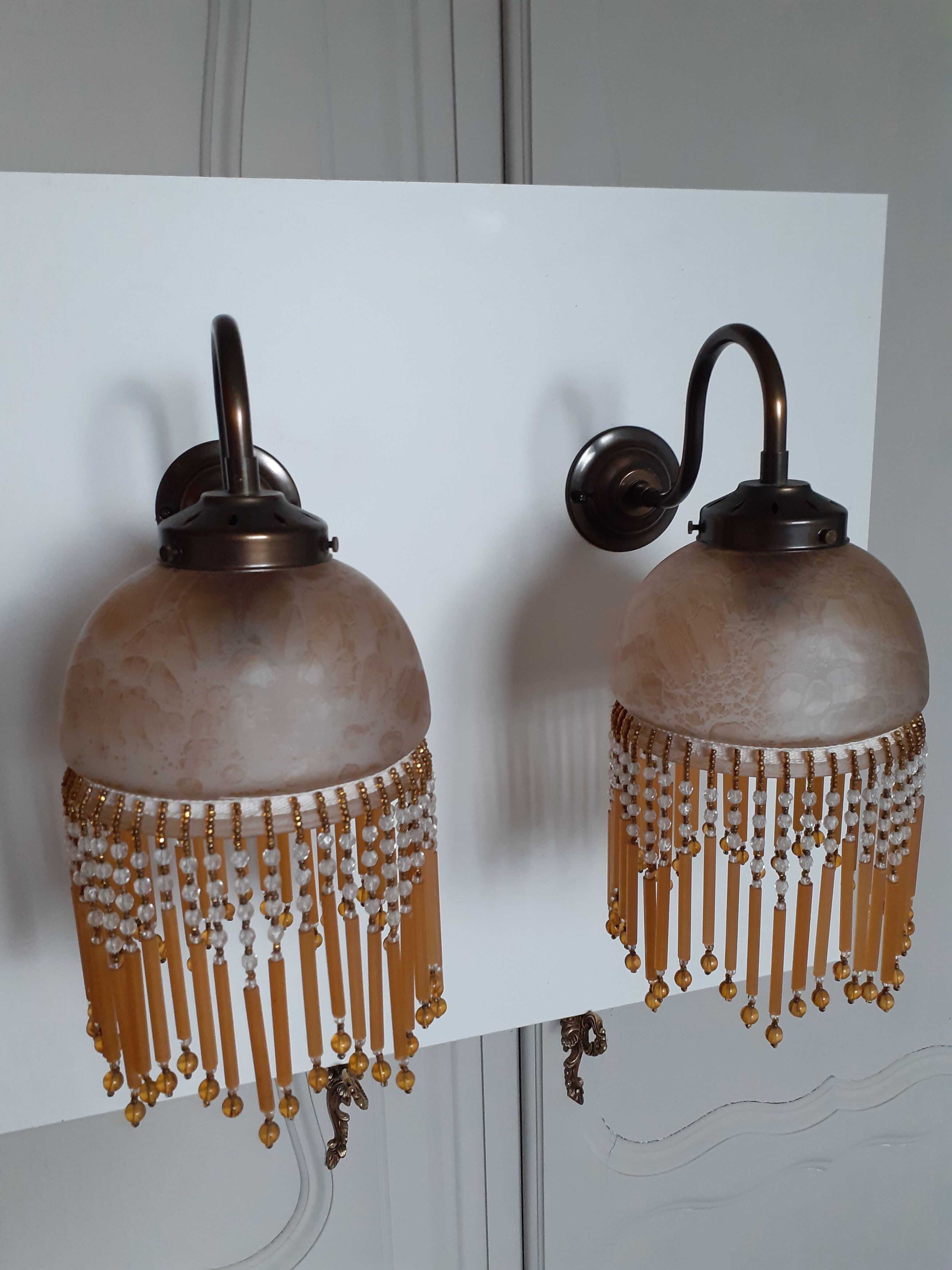 Pair of grapevine wall lamps