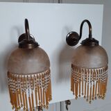 Pair of grapevine wall lamps