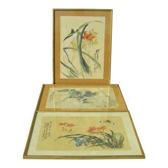 Lot de trois peintures chinoises