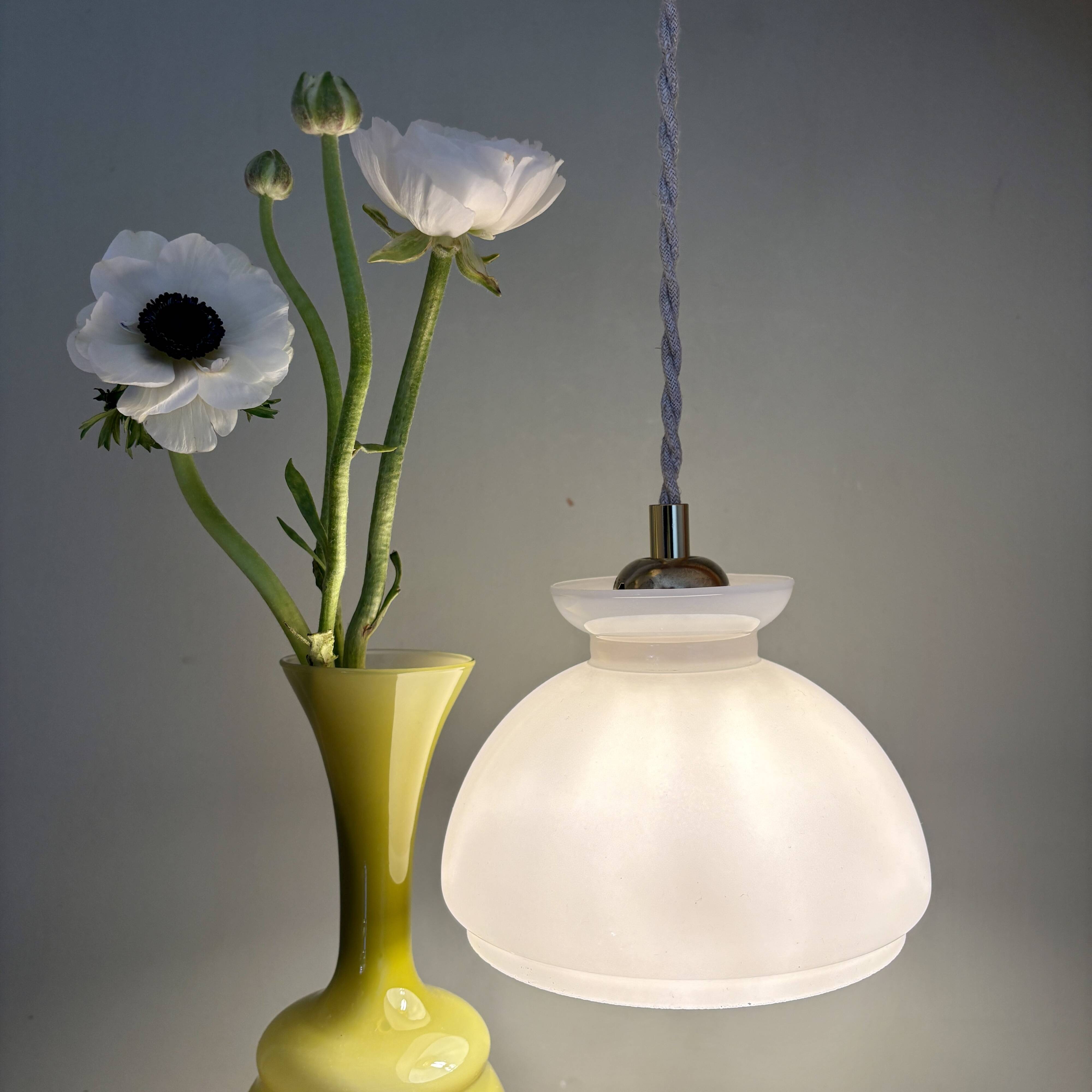 Vintage white opaline lampshade pendant light
