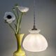 Vintage white opaline lampshade pendant light