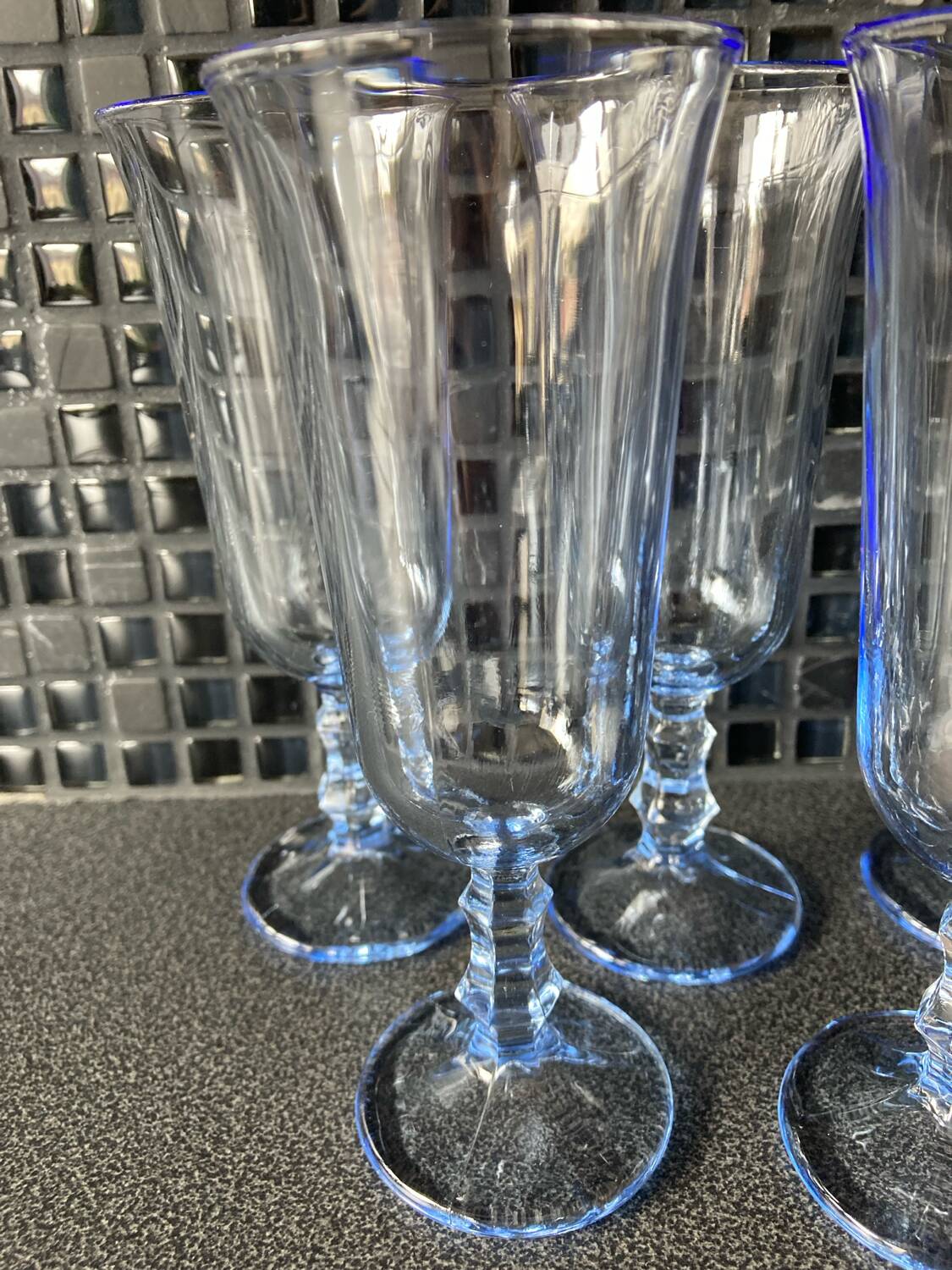 Blue glass flutes