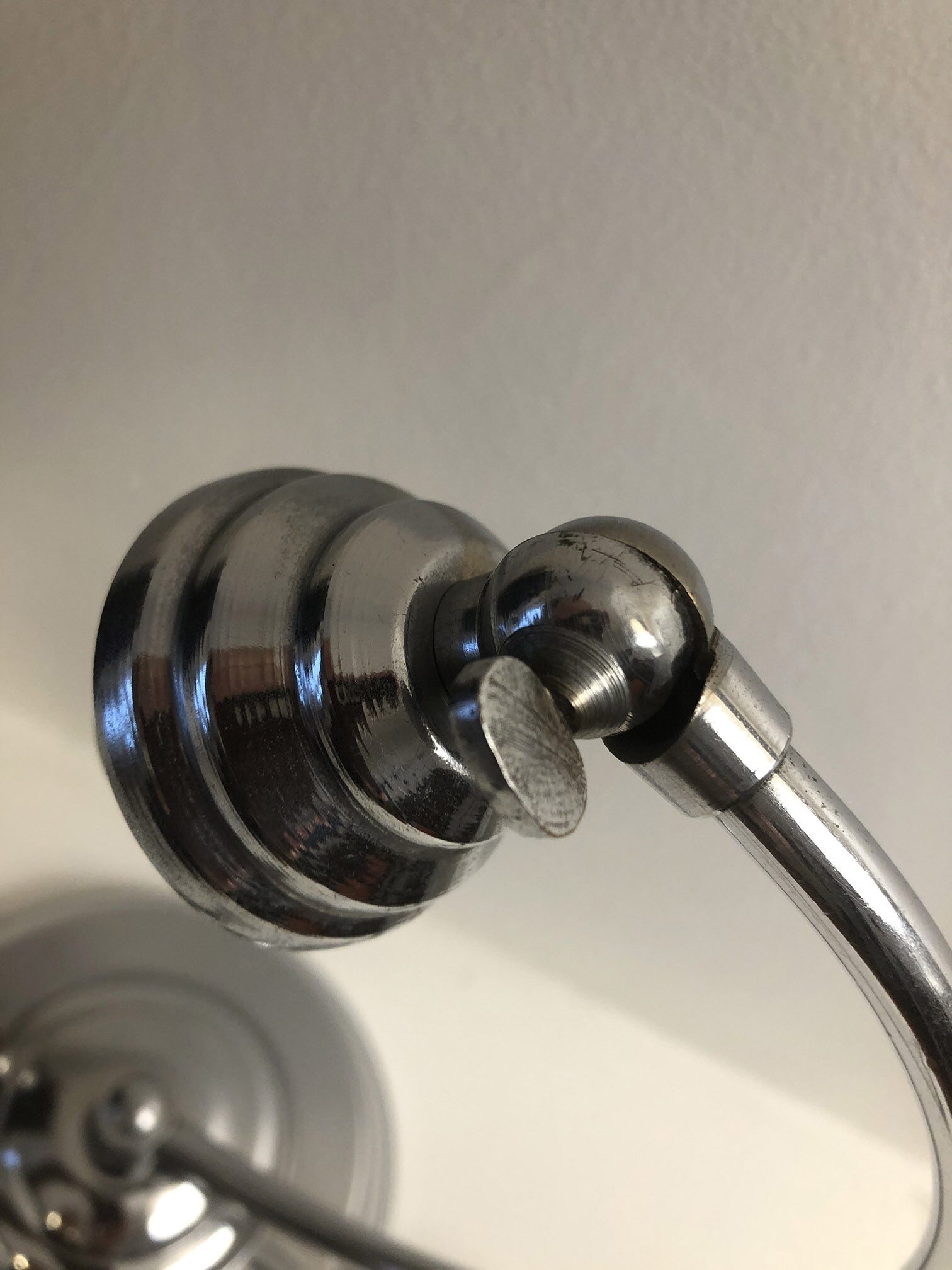 Antique articulated chrome lamp with opaline