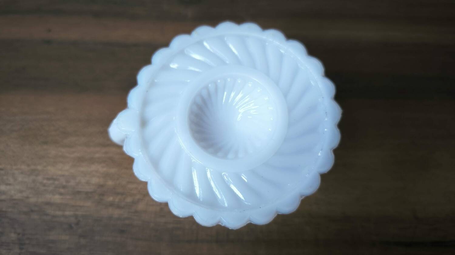Vintage white opaline glass candle holder in cellar rat style