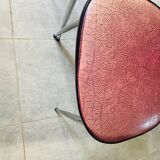 Pair of raspberry-colored chairs from the 60s/70s with metal legs