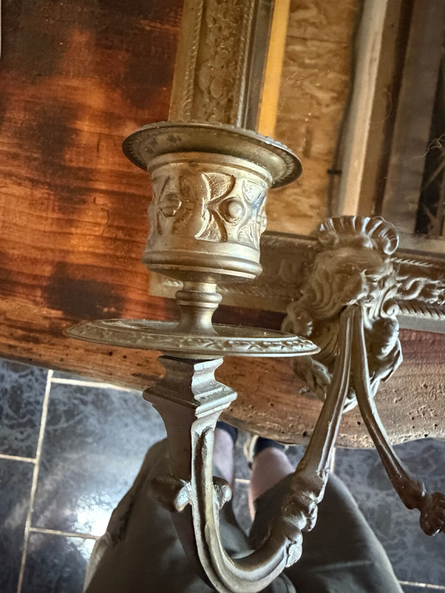 Pair of antique mirror candle holders in Louis XVI / Napoléon III style.
