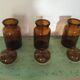 Lot of three pots of old amber brown apothecary