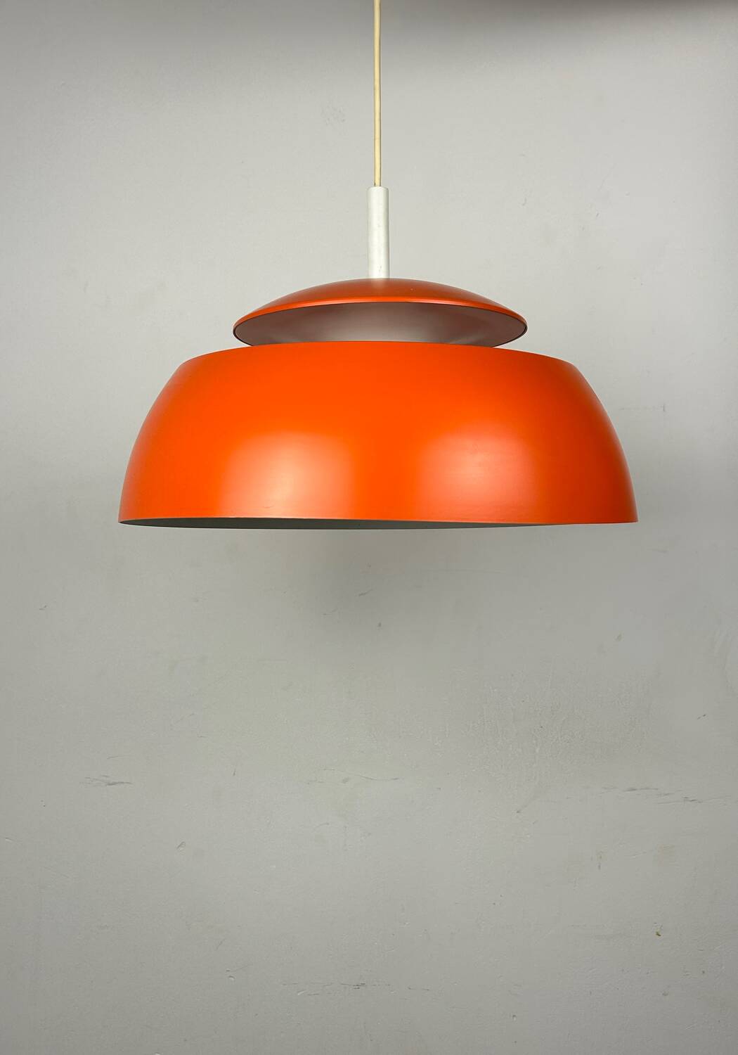 Vintage pendant Temde Leuchten orange metal