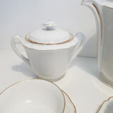 Coffee service in limoges porcelain, white and gold